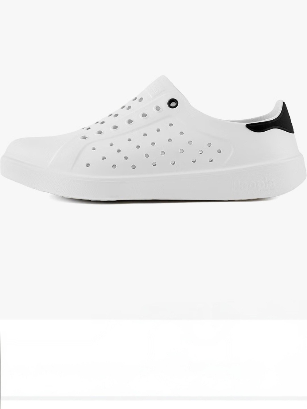 Men's White Slip-On Perforated Casual Loafer with Black Heel Accent